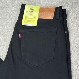 New Levis Mens 34x36 512 Slim Taper Jeans Black Flex Eco Performance